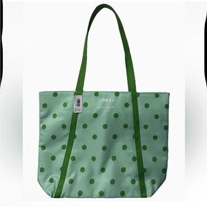 Clinique x Kate Spade Green Polka Dot Tote Bag NWT